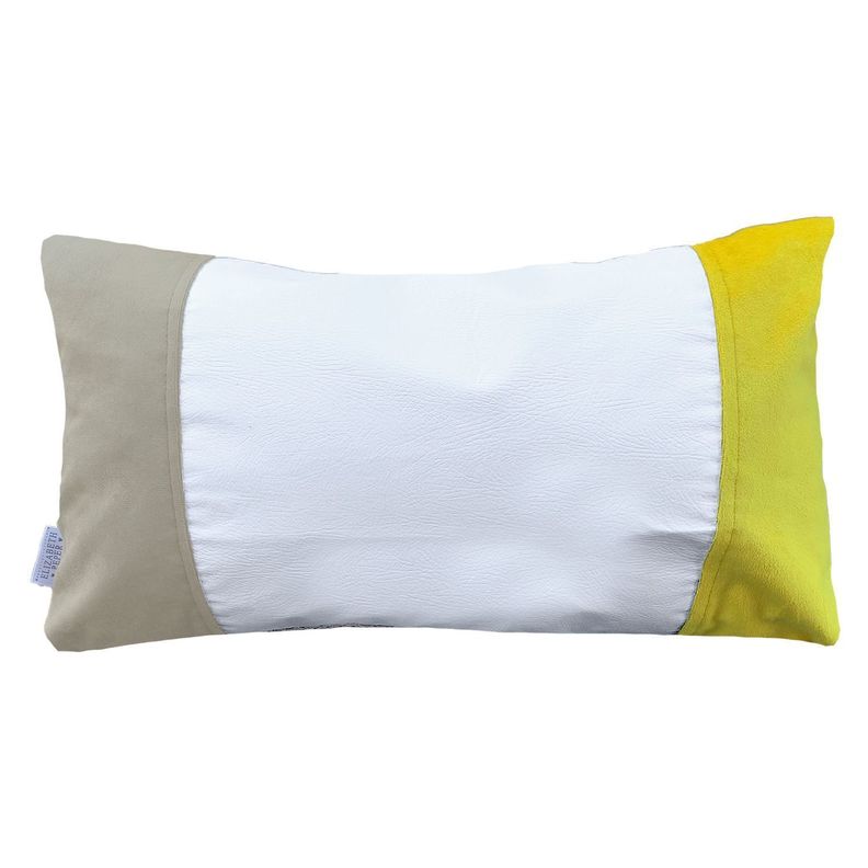 Cojin Decorativo EcoCuero Blanco Beige Amarillo 50x30 Relleno