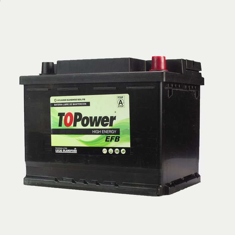 Bateria Topower Efb Start-Stop 60 Amp Positivo Derecho Incluye Pestaña 580 Cca-0