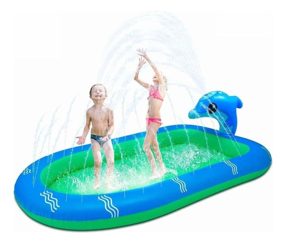 Piscina Inflable 170x110x45cm Dino Delfin Lanza Chorro Agua-0