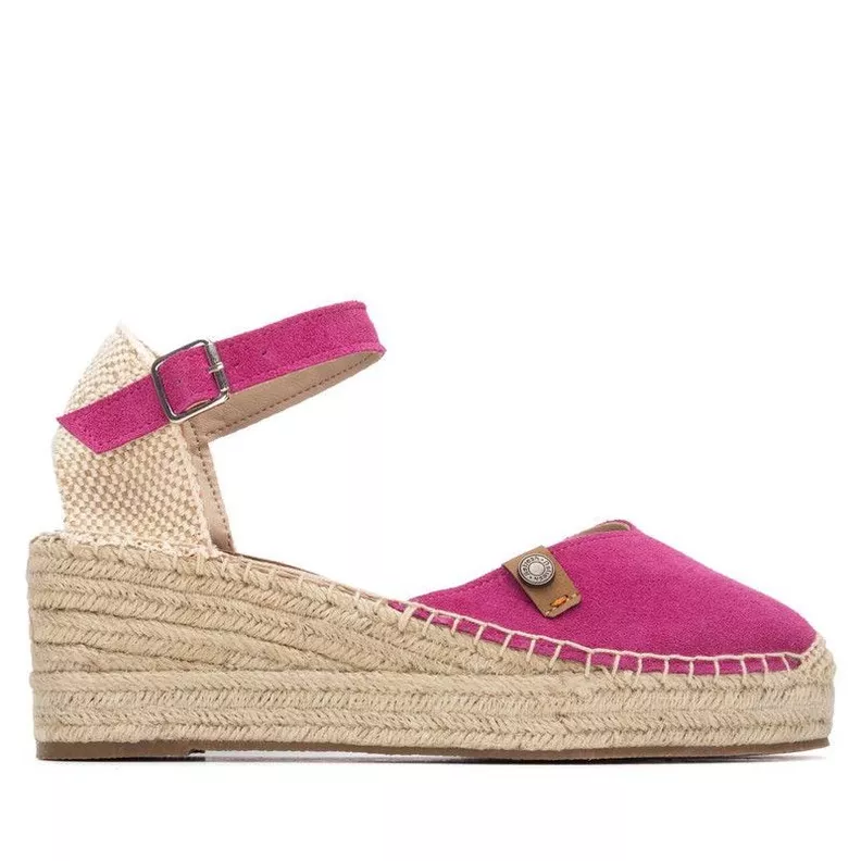 Sandalia Mujer Taco Cuero REFRESH 175235 Yute Fucsia