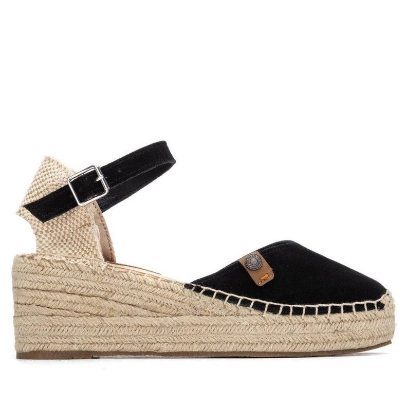Sandalia Mujer Taco Cuero REFRESH 175235 Yute Negro