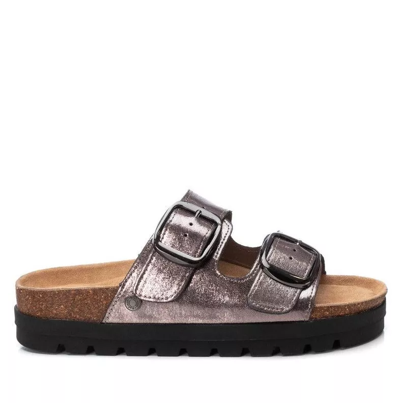 Sandalia Plana Mujer Cuero REFRESH 172721 Metalizada