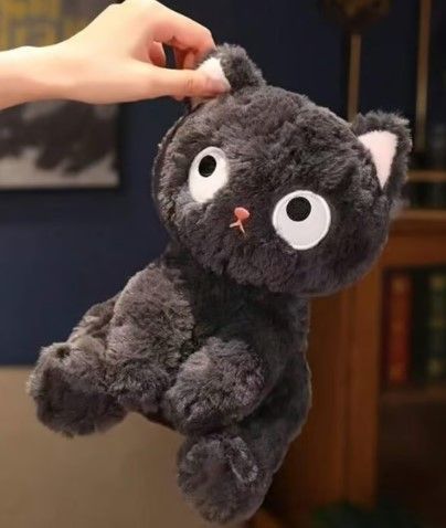 Peluche Suave de Gato Negro Kawaii-1