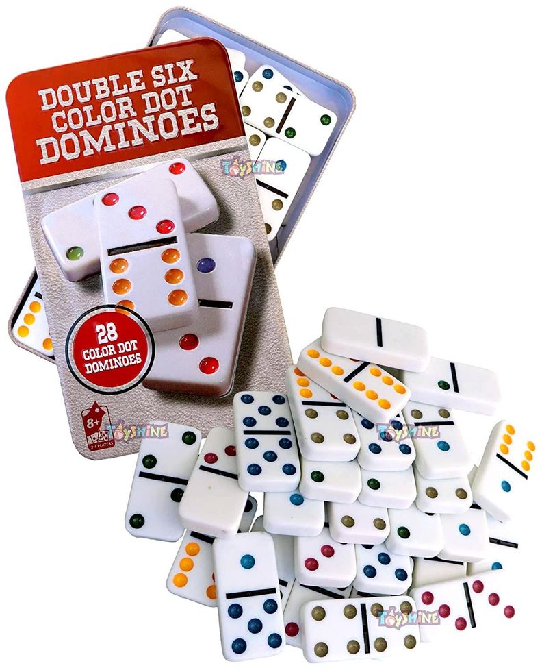 Dominó (doble 6) con puntos de colores - 28 piezas-1