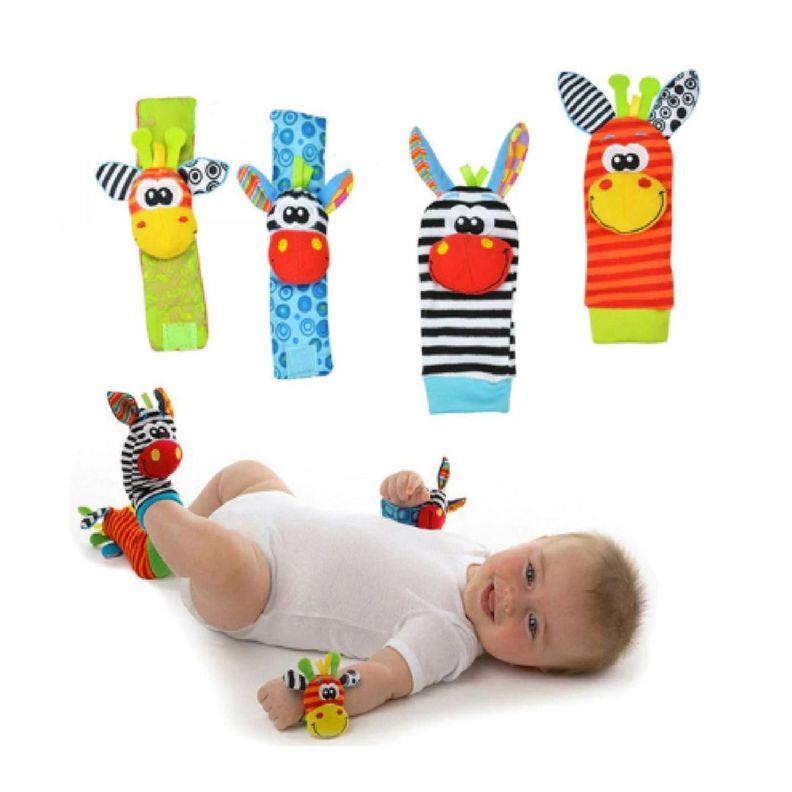Set Estimulación Sonajeros Bebé 2 Calcetines + 2 Muñequeras-1