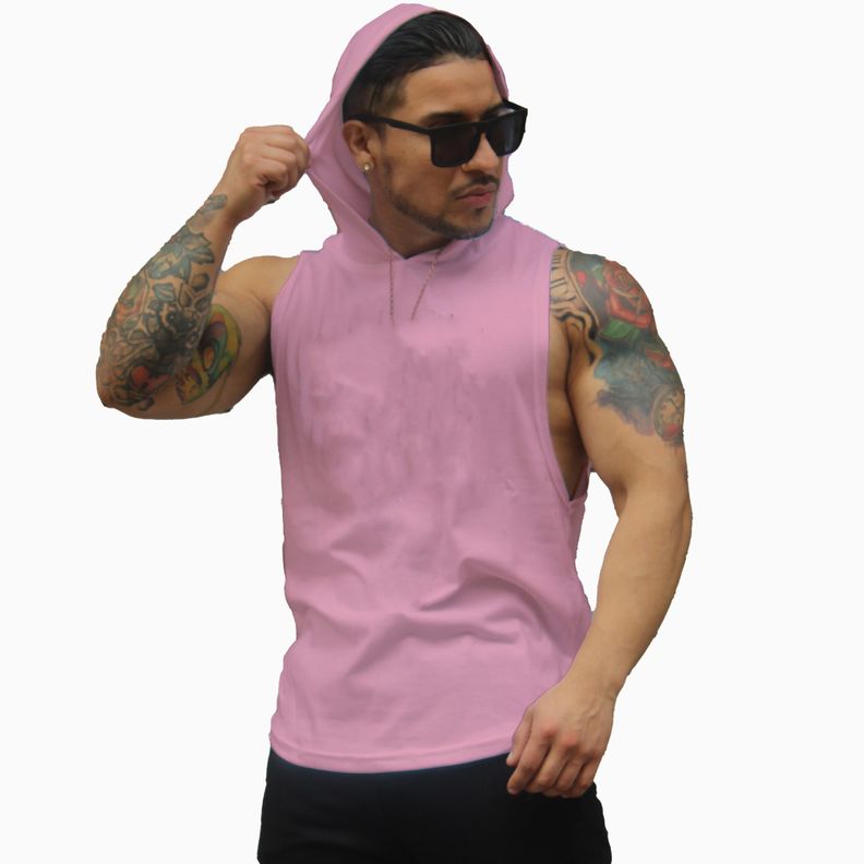 Polera Musculosa Con Capucha sin estampado-0