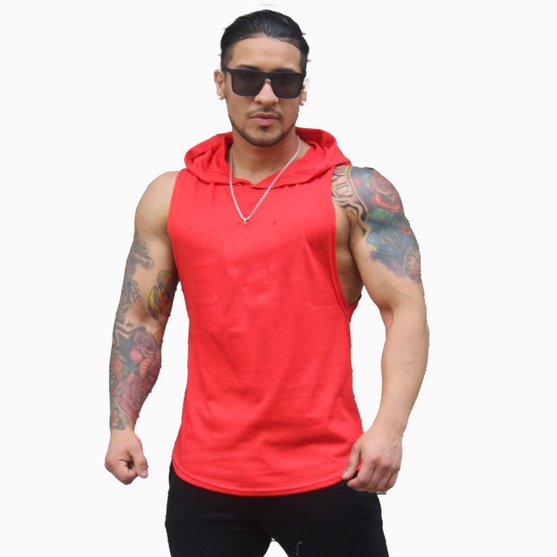 Polera Musculosa Con Capucha sin estampado-0