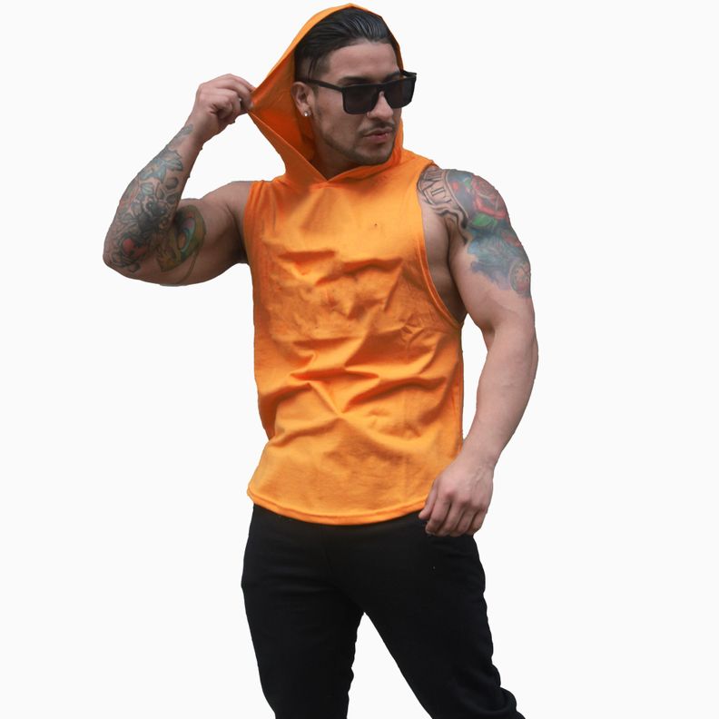 Polera Musculosa Con Capucha sin estampado-0