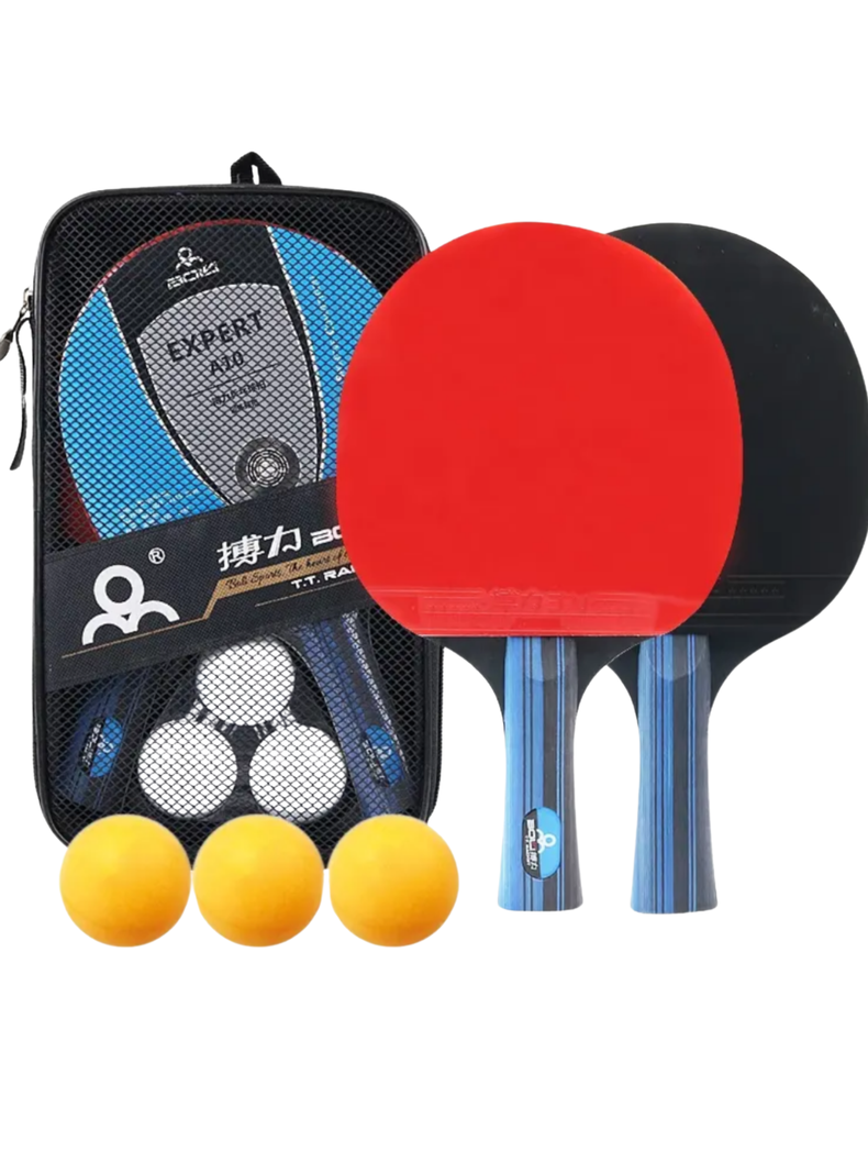 Pack de 2 Paletas de Ping Pong  5 estrellas+ 3 pelotas +bolsa-0