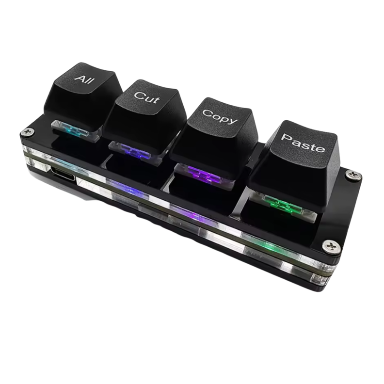 Mini Teclado Mecánico 4 Teclas RGB Para Juegos o Trabajo.-0