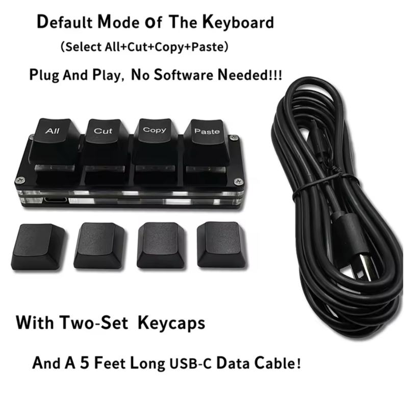 Mini Teclado Mecánico 4 Teclas RGB Para Juegos o Trabajo.-4