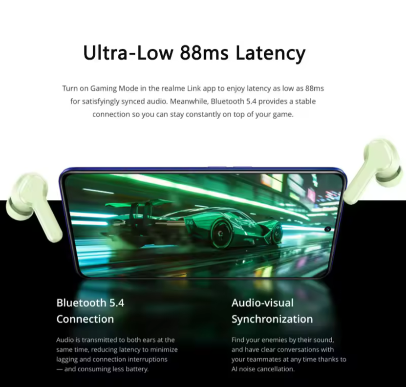 Audifonos Gamer Realme Buds T110 Bluetooth 5,4 Baja Latencia -4