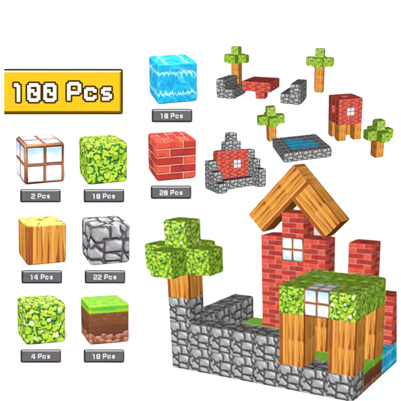 Bloques de Construcción Magnéticos, Juego para niños-0