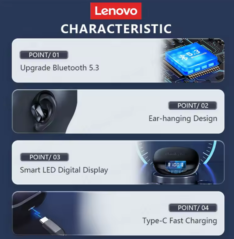 Audífonos Bluetooth   Lenovo LP75 Deportivos -1