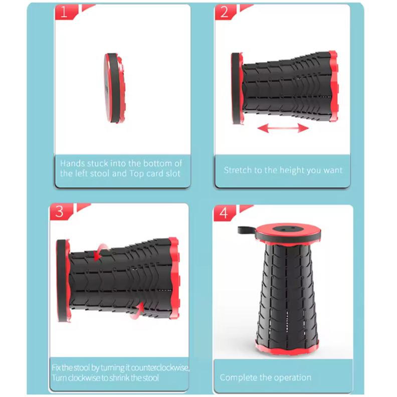 Silla Retráctil Taburete Plegable Camping Tipo Telescopio-4