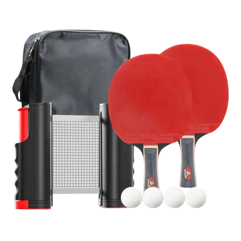 Pack 2 Paletas De Ping Pong + 4 Pelotas + Malla + Estuche alta calidad -0