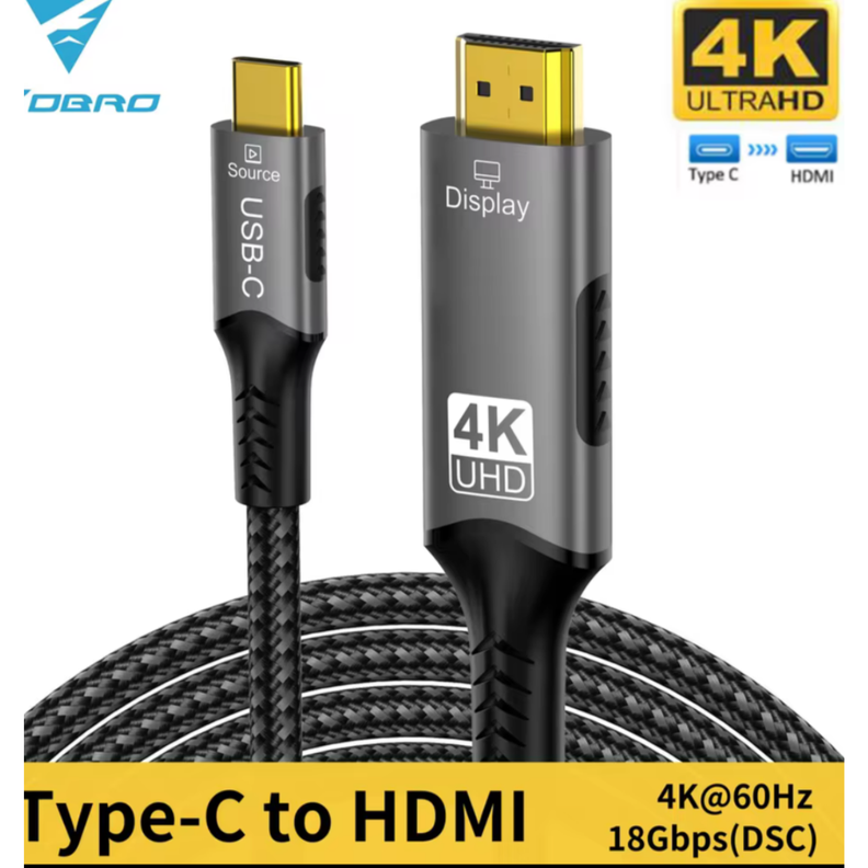 Cable Adaptador Tipo C A Hdmi Ultra Hd 4k De 2 Metros-1