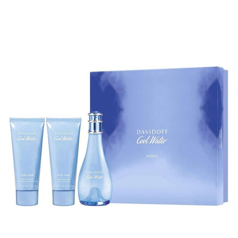 Set Davidoff Mujer Cool Water Women Edt 100 Ml + 75 Ml + Sg 75 Ml 3 Pcs-0