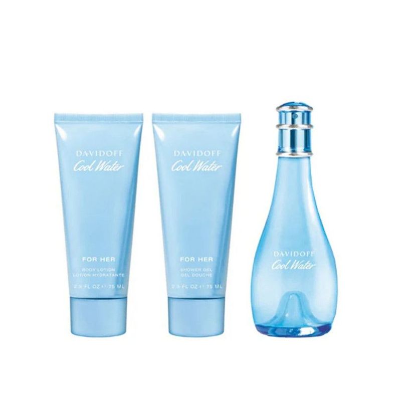 Set Davidoff Mujer Cool Water Women Edt 100 Ml + 75 Ml + Sg 75 Ml 3 Pcs-1