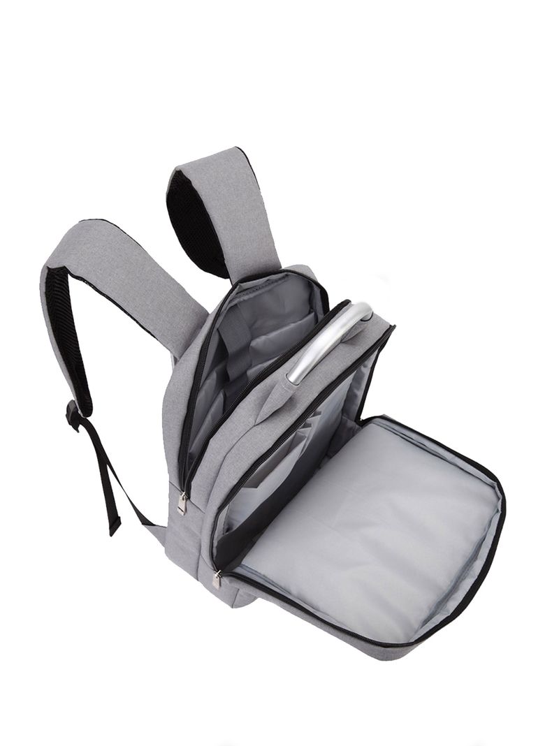 Mochila Multicompartimientos Para Ordenador Gris Unisex-4