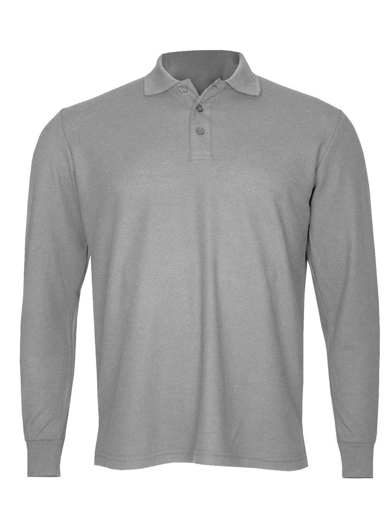 Polera Pique Algodon Manga Larga Hombre-0