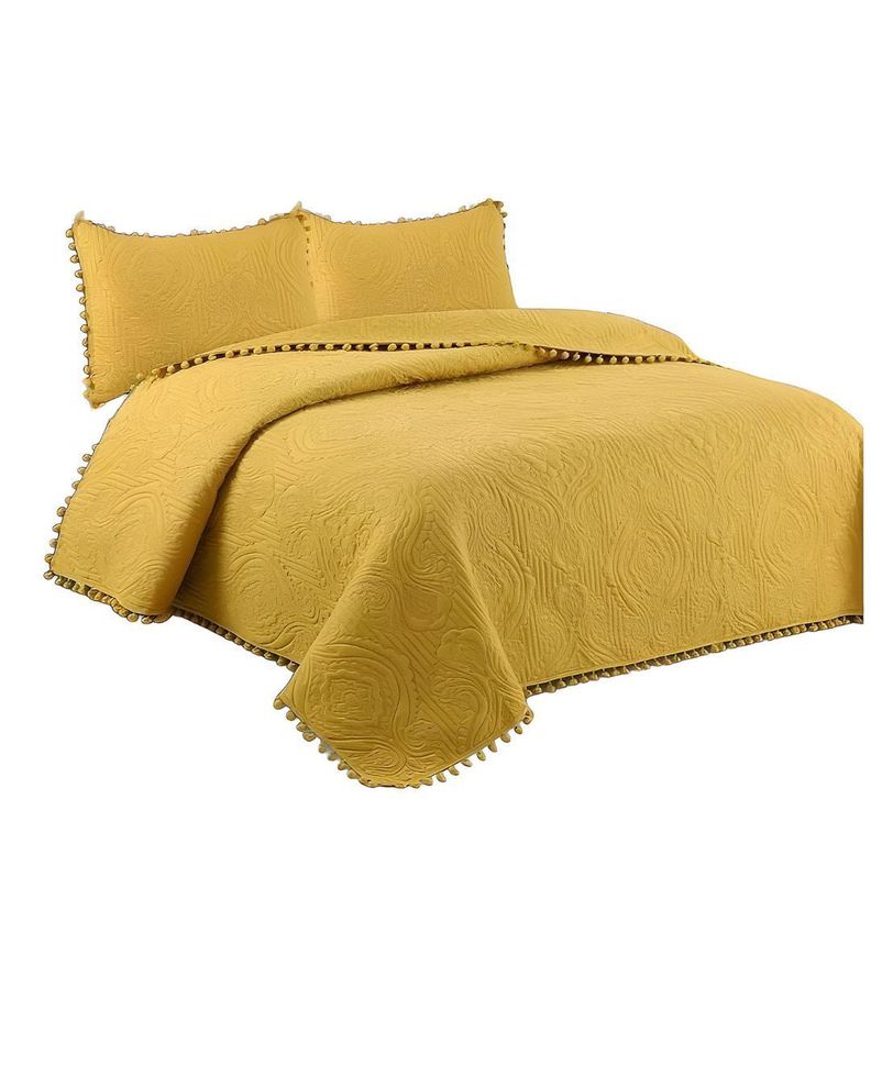 CUBRECAMA CON POMPONES ELEGANTE-2P.WM