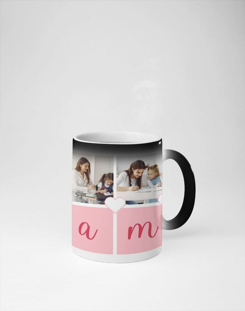 Taza Mágica Personalizada Fotos Mamá, Feliz día Corazón-0