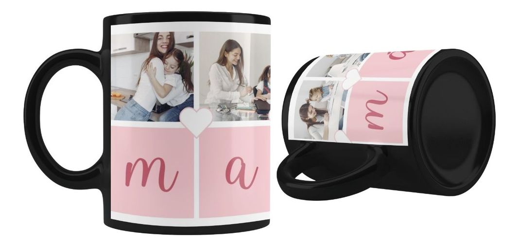 Taza Mágica Personalizada Fotos Mamá, Feliz día Corazón-1