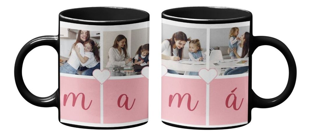 Taza Mágica Personalizada Fotos Mamá, Feliz día Corazón-2