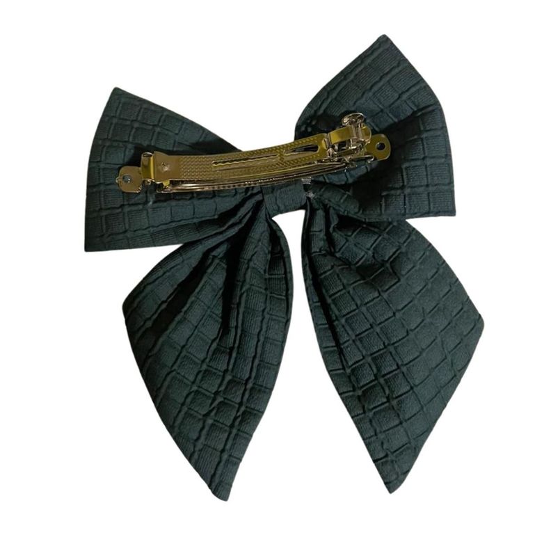 Pinza Traba Peinado Cabello Cinta Lazo Color Negro Colegial-1