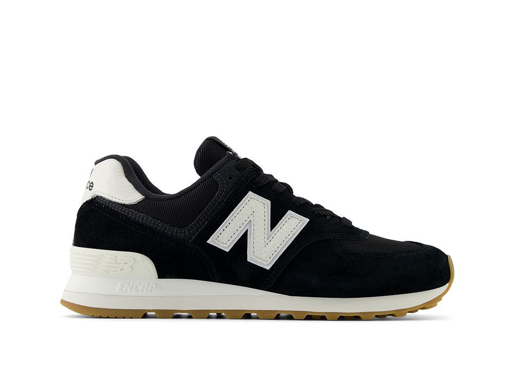 Zapatilla New Balance 574 Hombre Negro -Blanco - Suela Gum-0