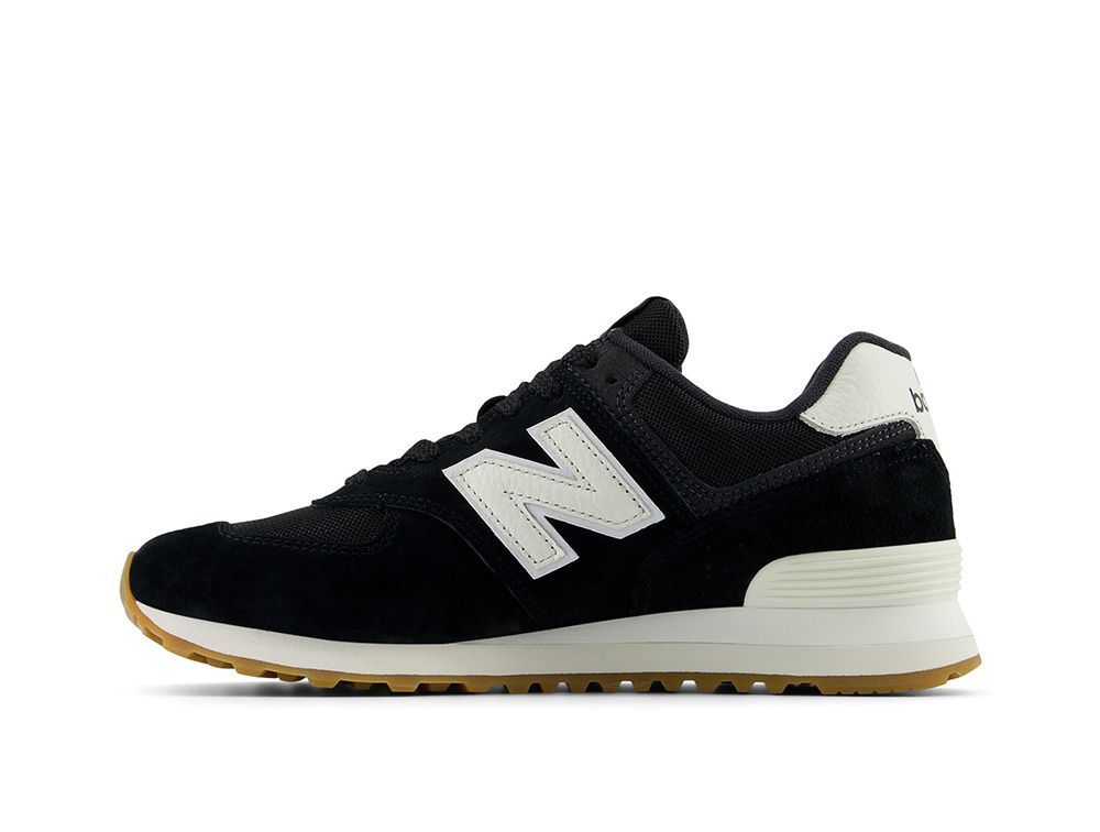Zapatilla New Balance 574 Hombre Negro -Blanco - Suela Gum-1