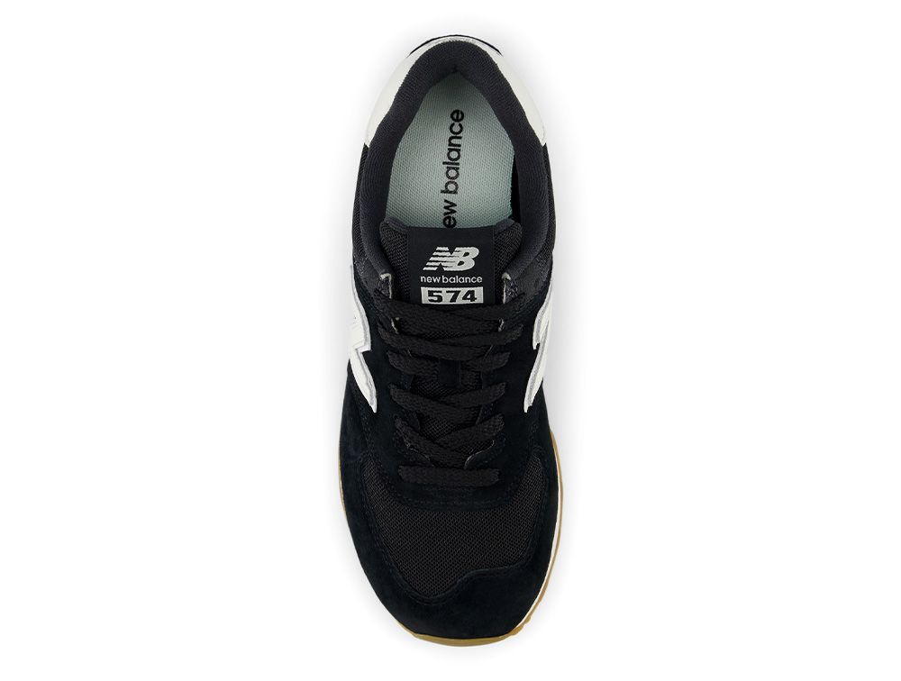 Zapatilla New Balance 574 Hombre Negro -Blanco - Suela Gum-2
