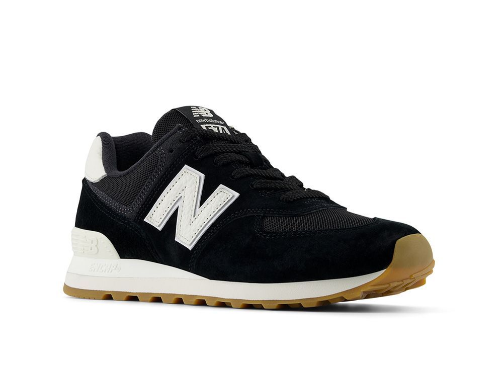 Zapatilla New Balance 574 Hombre Negro -Blanco - Suela Gum-3