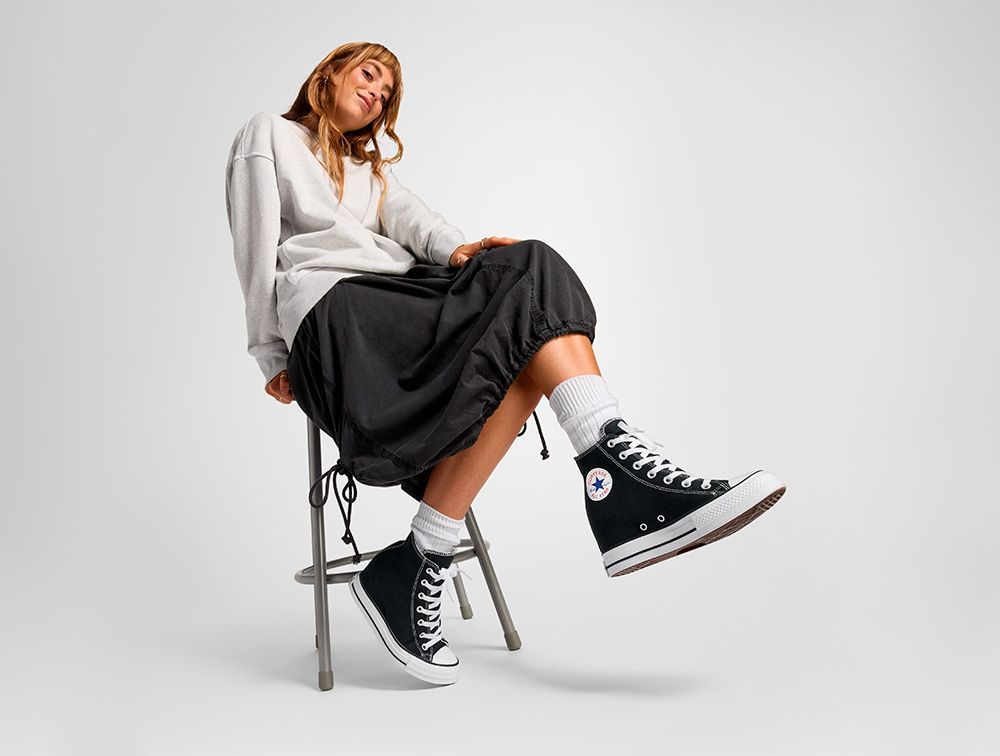 Zapatilla Converse Chuck T Wedge Mujer Negro-9