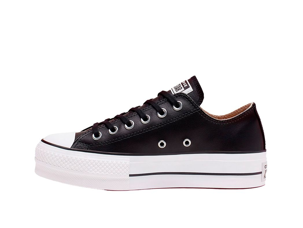 Zapatilla Converse Chuck Taylor Plataforma Cuero Mujer Negro-3