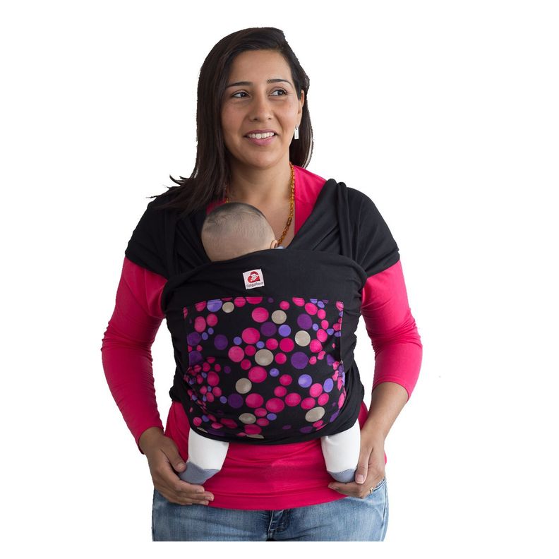 Fular Semieslasticado Negro Con Bolsillo Lunares Fucsia-0
