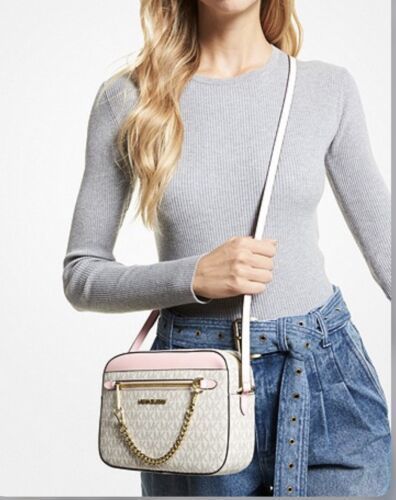 Crossbody Michael Kors Jet Set item Large Logo Powder blush multi-1
