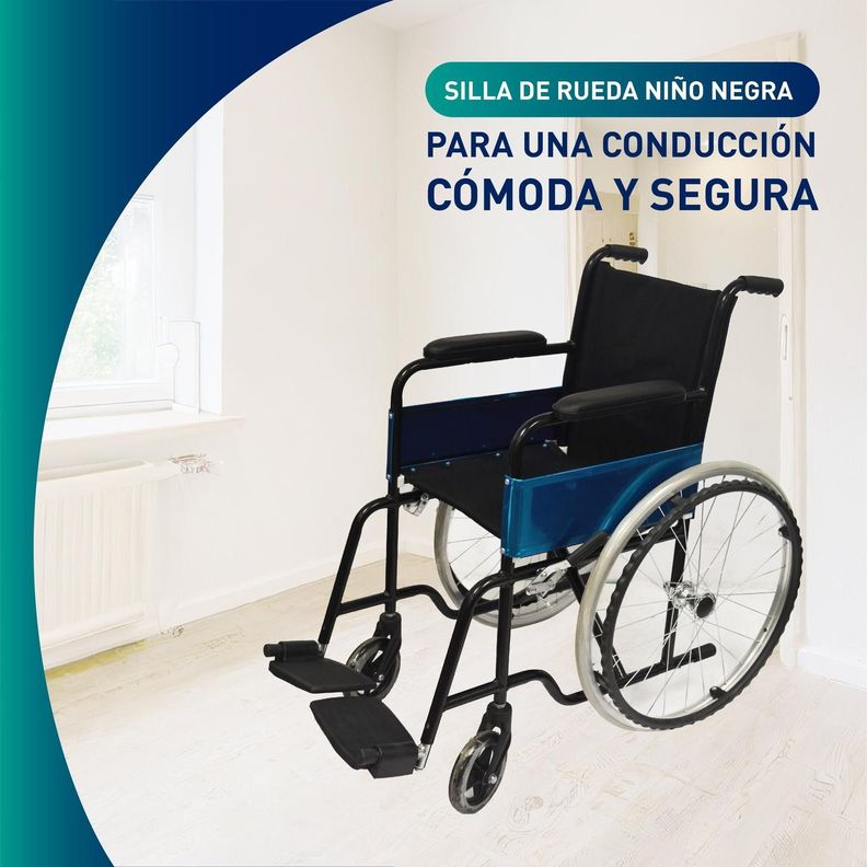 Silla De Ruedas Pediatrica Niño | Negra-3