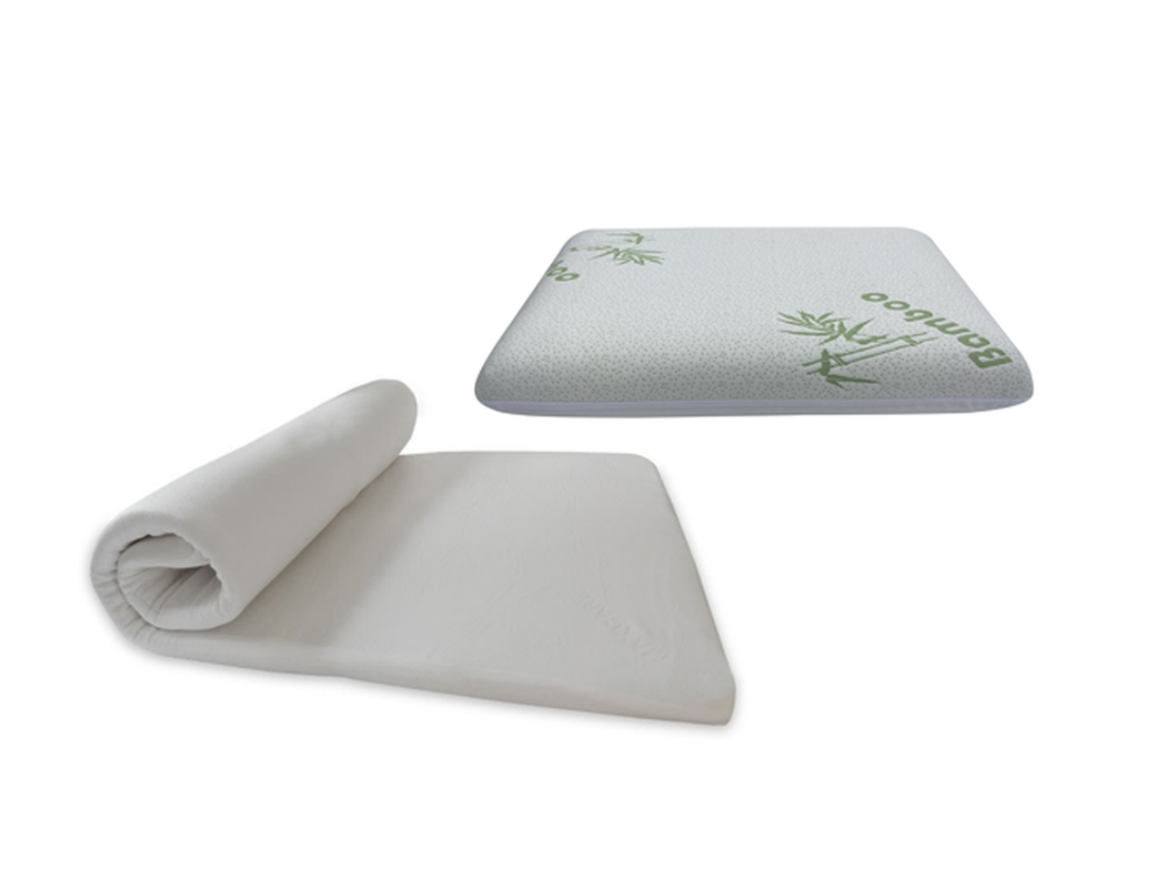 Pack sobrecolchón + Almohada viscoelástica gel bamboo 63x40x10-0