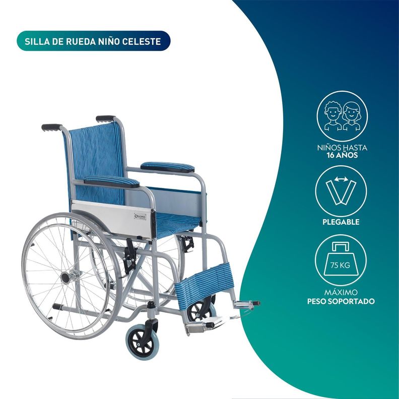 Silla De Ruedas Pediatrica Niño | Celeste-2