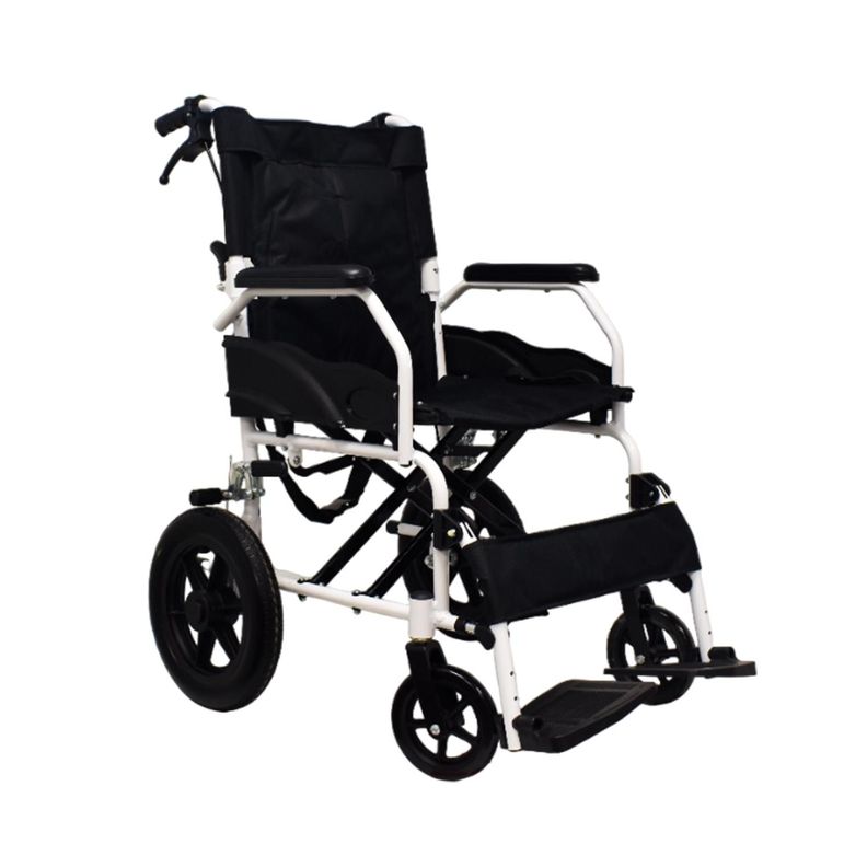 Silla De Ruedas De Transporte Geriatrica Ultra Liviana Gris Negro