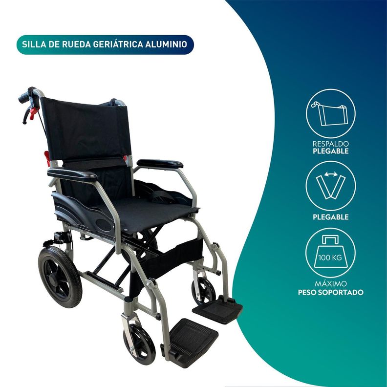 Silla De Ruedas De Traslado Geriátrica Ultra Liviana-2