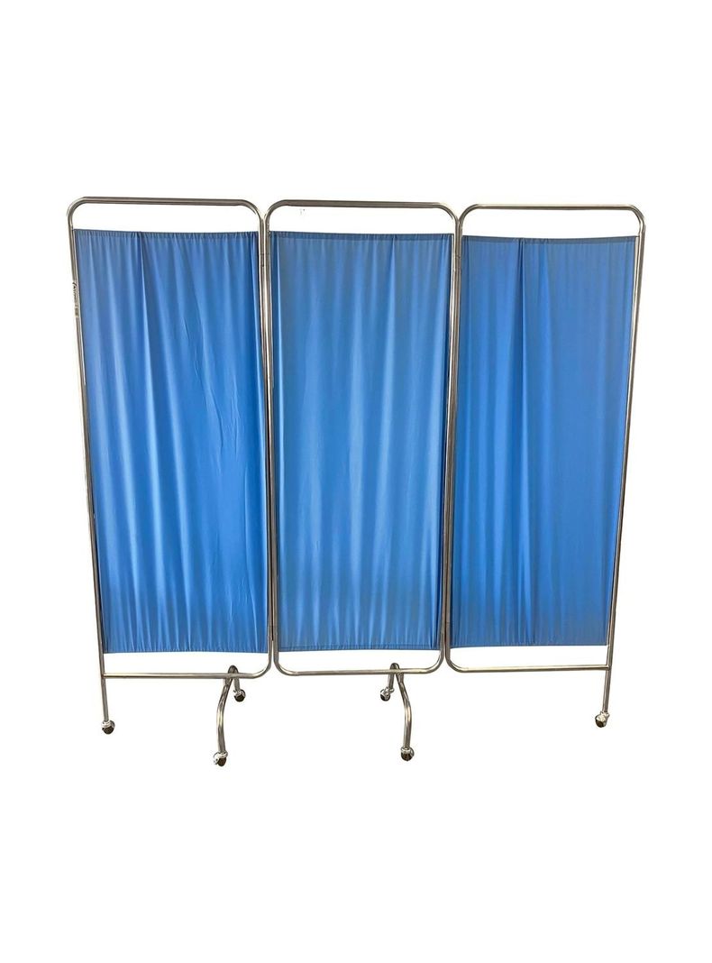 Biombo Separador 3 Cuerpos Acero Inoxidable Azul-0