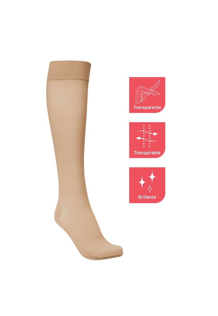 Calcetín De Compresión Rodilla Punta Cerrada Beige 15-20 L-0