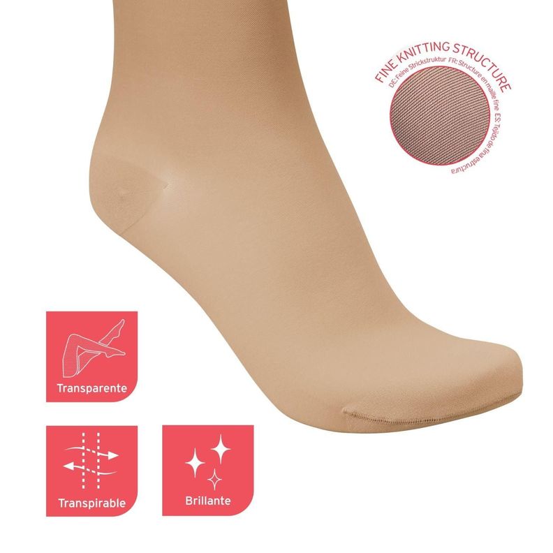 Calcetín De Compresión Rodilla Punta Cerrada Beige 15-20 L-1