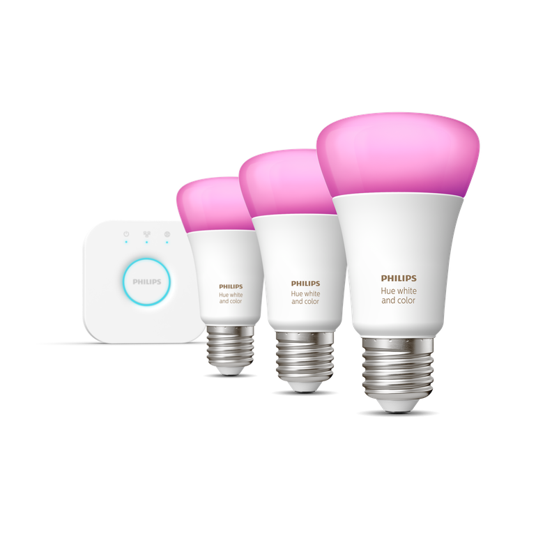 Kit 3 Philips Hue E27 Multicolores + Bridge Matter-1