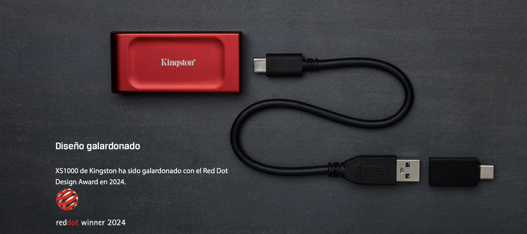 Unidad Sólida Externa Kingston Xs1000r 1tb Color Rojo 1050Mbs-1