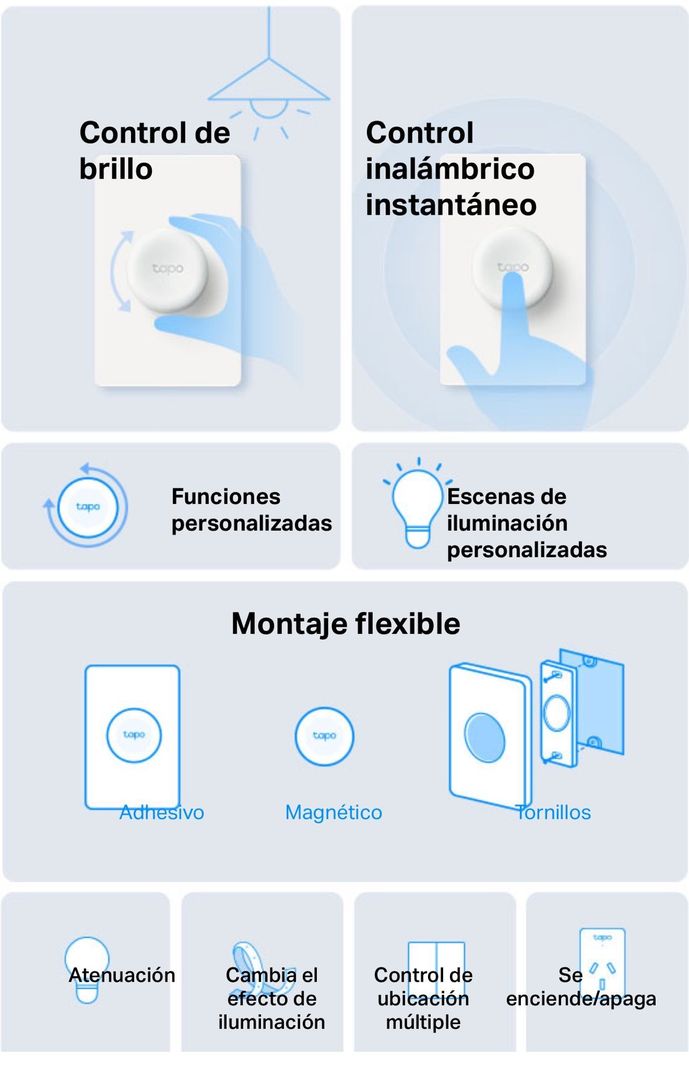 Set 2 Interruptor Dimmer inalambrico Magnetico Tapo Google Alexa-1