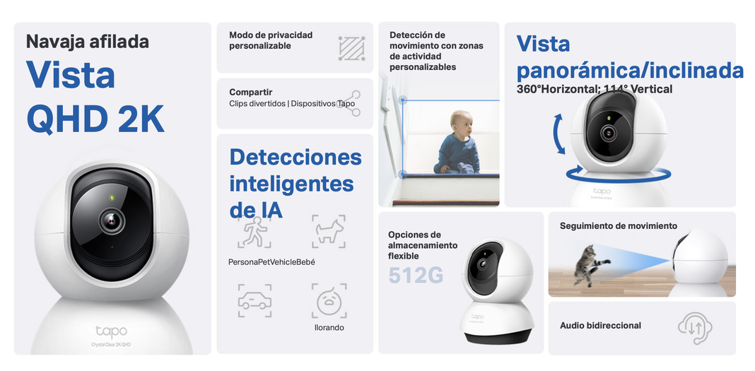 Cámara Giratoria Indoor Tp-link Tapo C210 Visión Nocturna 2k-2